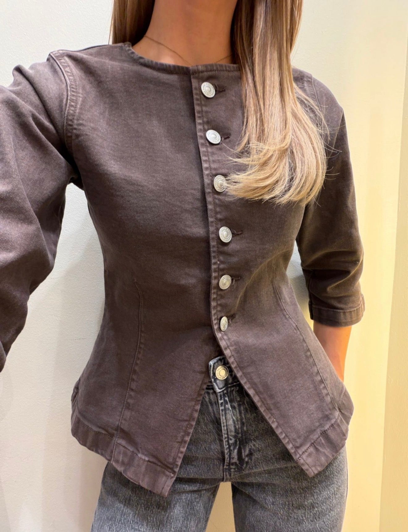 PCSELMA Denim Shirt - Hot Fudge